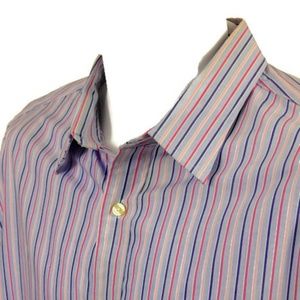 Banana Republic Long Sleeve Stripe Non Iron Slim Fit Men's Shirt Size XXL